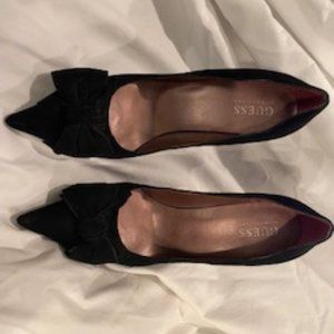 Christmas Party Heels! Guess by Marciano Black Suede Bow Heels